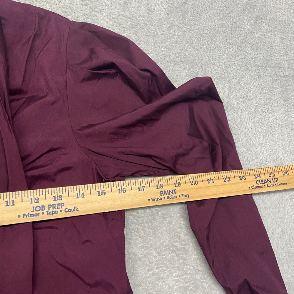 Madewell Top Womens XS V Neck Puff Sleeve Blouse Tie Cabernet Burgundy NY535 - Picture 5 of 8